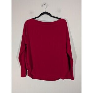 Clara Sun Woo Womens Red Long Sleeve Boat Neck Top Sz XL Mature Mob Wife Modest